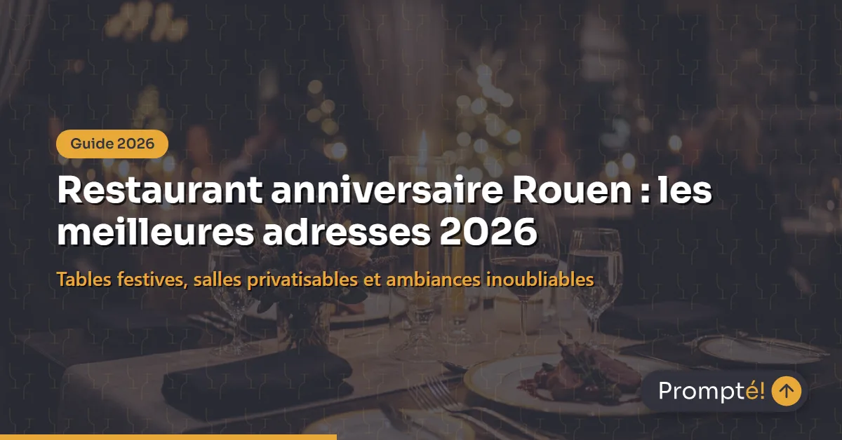 Salle de restaurant décorée pour un anniversaire à Rouen, groupe réuni autour dune table festive