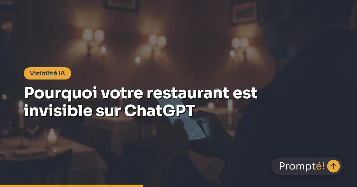 Restaurateur consultant ChatGPT sur son smartphone dans une salle de restaurant a l'ambiance tamisee a Rouen